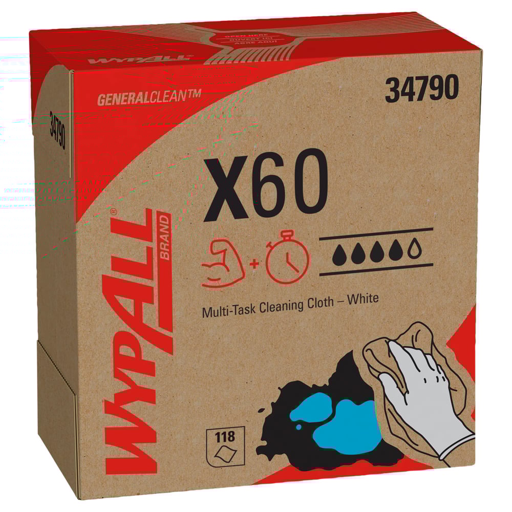 WYPALL GENERAL CLEAN X60 MULTI-TASK CLEANING CLOTHS 118 SHEETS/BOX