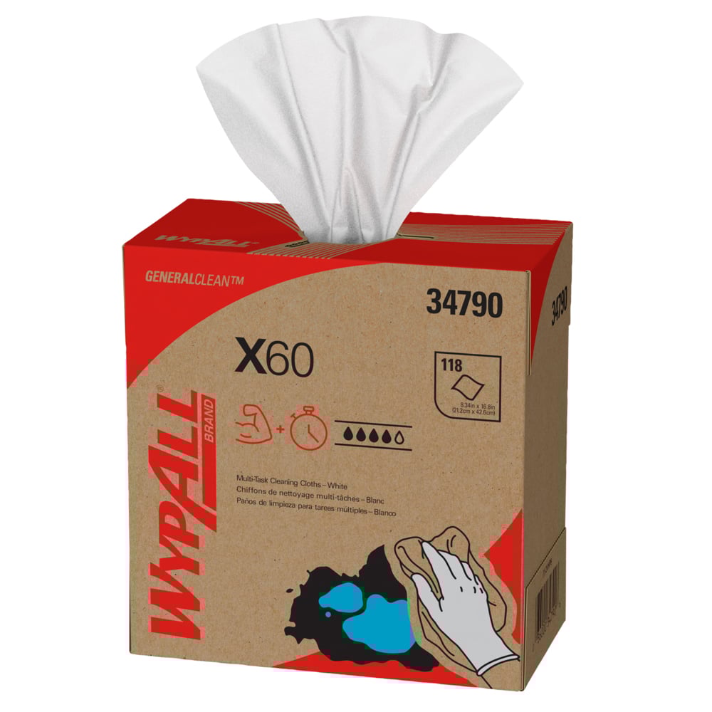 WYPALL GENERAL CLEAN X60 MULTI-TASK CLEANING CLOTHS 118 SHEETS/BOX