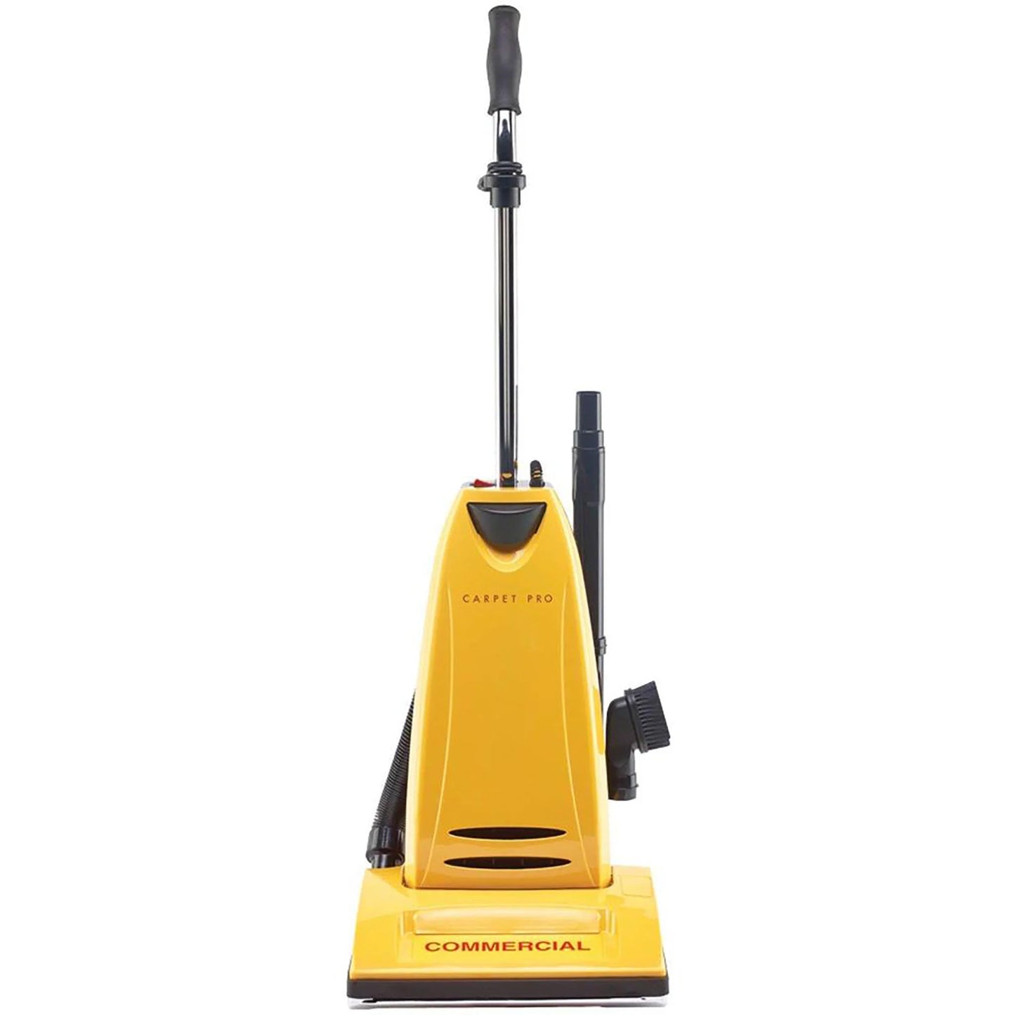 Carpet Pro Commercial Upright Vacuum with Tools Cpu4t 10 Amp 40' 3 Wire Cord Metal Agitator Metal Plate Yellow 1 Year Warranty