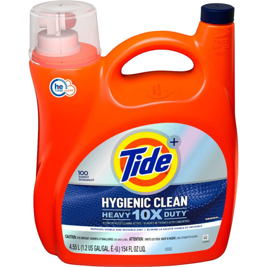 TIDE HYGIENIC CLEAN HEAVY 10X DUTY LIQUID LAUNDRY DETERGENT, ORIGINAL SCENT, 4.55L